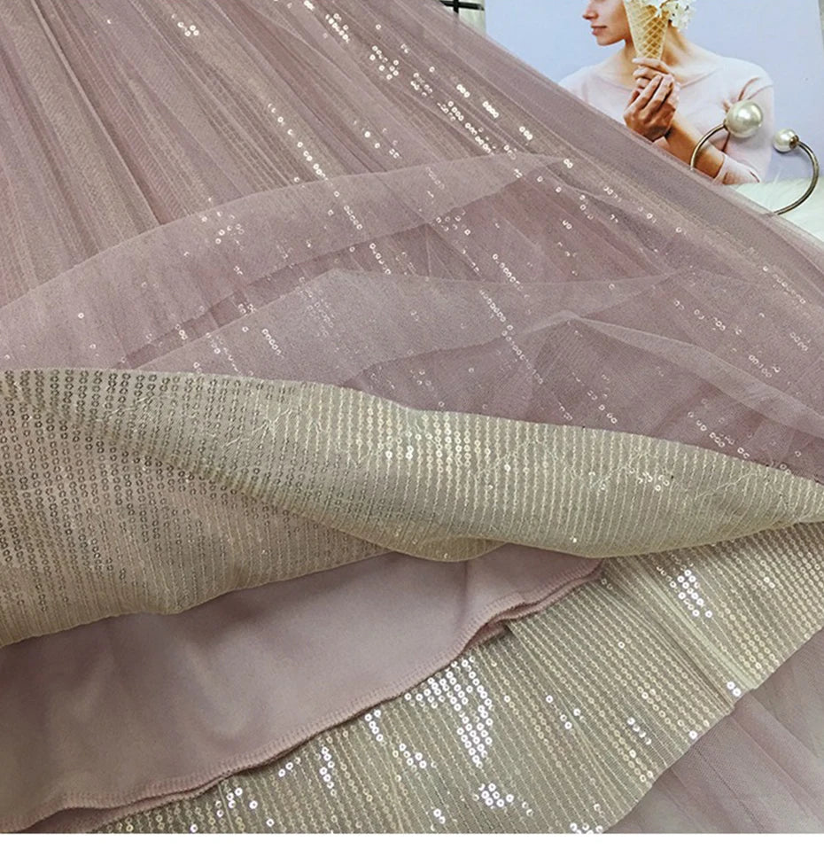 LIDIANA Sequined Tulle Skirt