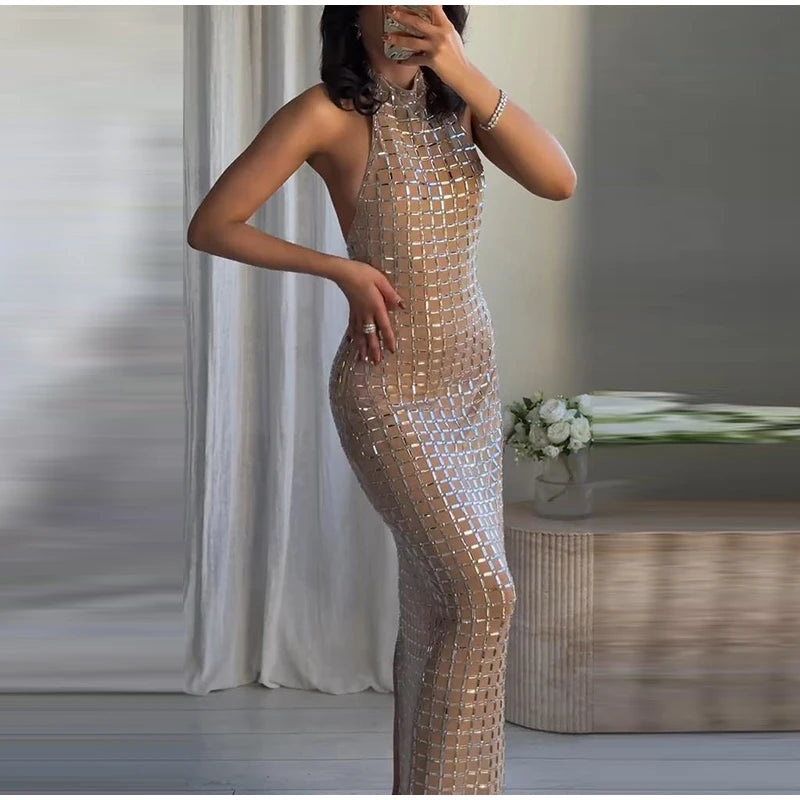glitter rhinestone dress Jade Pink Beaded Rhinestone Mini Dress – BOUGIE GLITTER main image 1