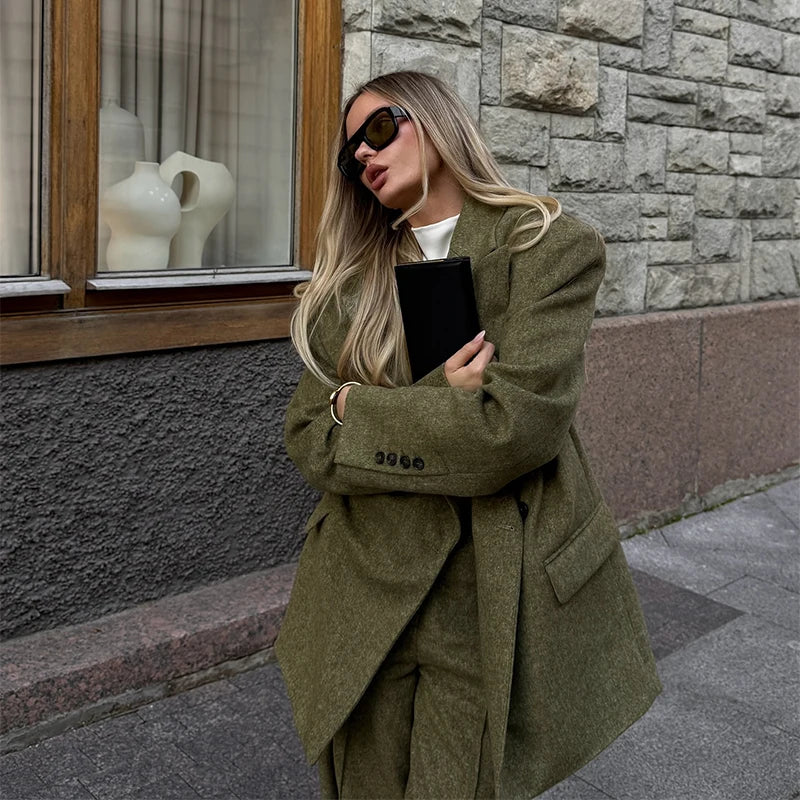 Woolen Blazer Pants Suit