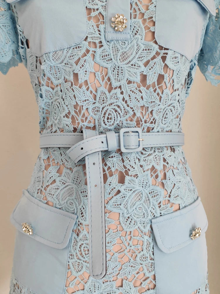 Blue Embroidery Dress