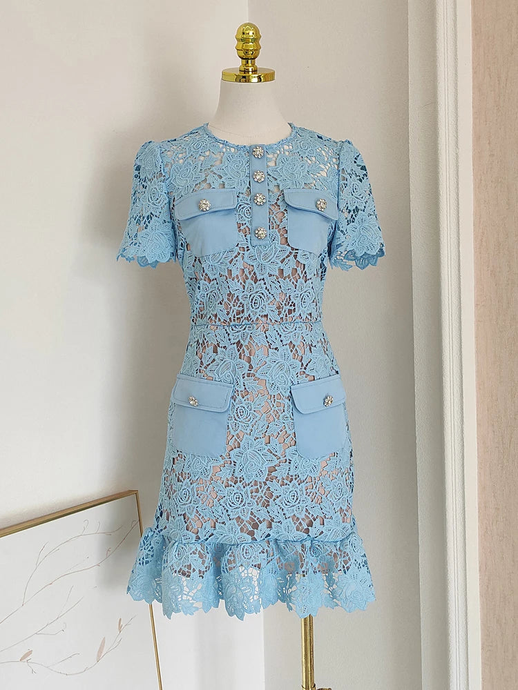 Blue Embroidery Dress