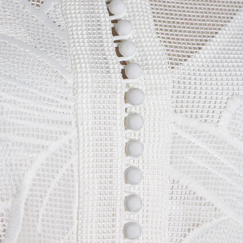 SImona White Dress with Long Sleeves