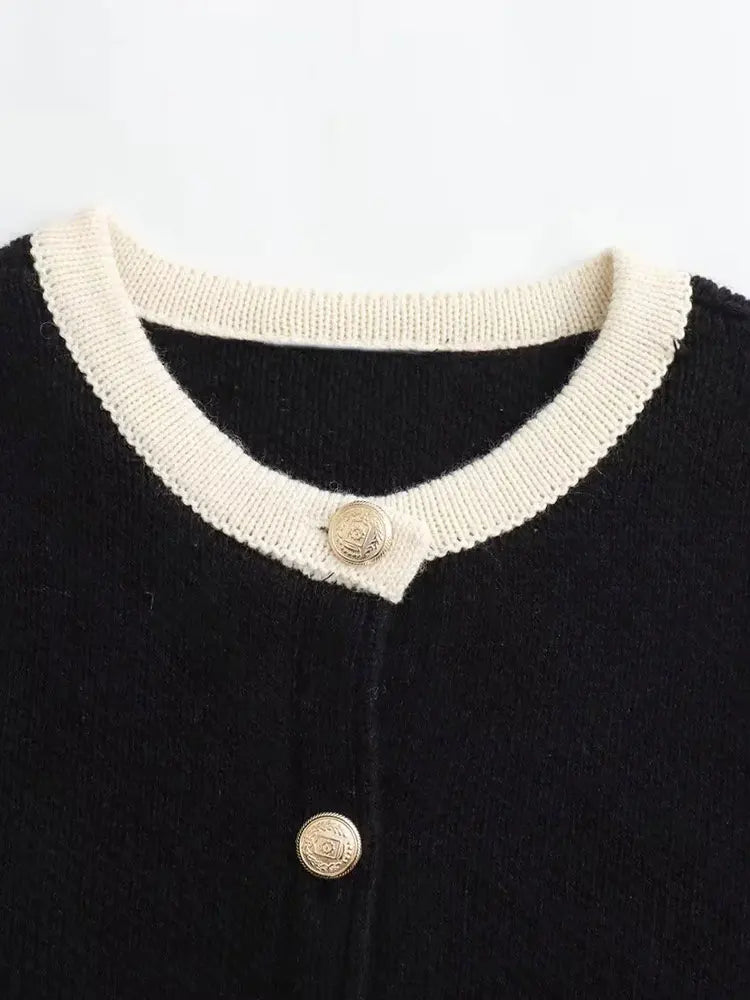 Contrast Cropped Cardigan