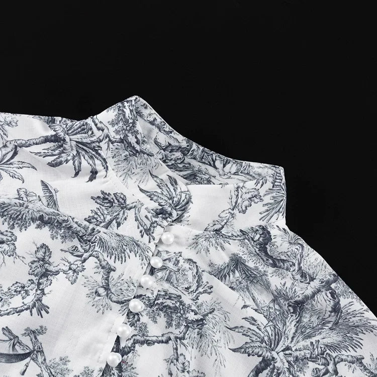 Marta Printed Mini Dress with Long Sleeve Slim Mini Dress