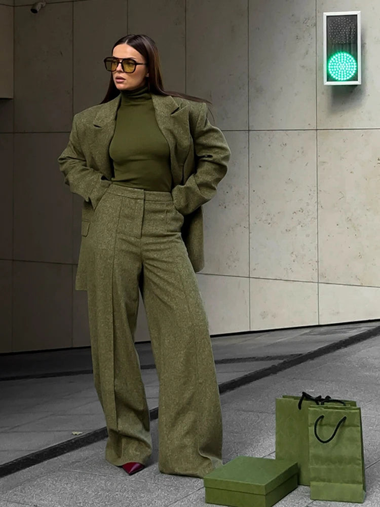 Woolen Blazer Pants Suit