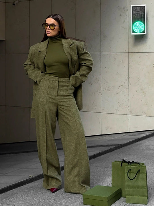 Woolen Blazer Pants Suit
