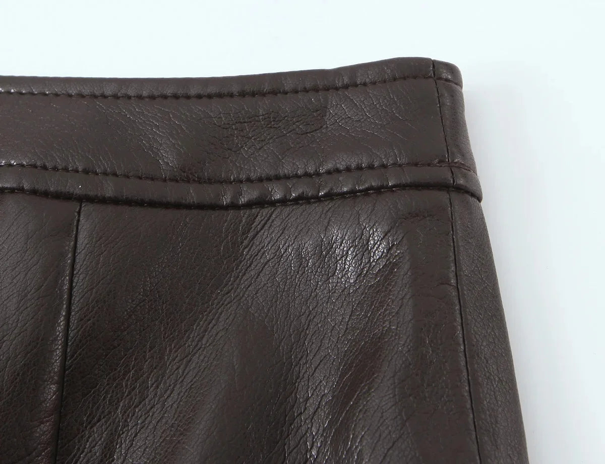 Leather Skirt Set with Belt