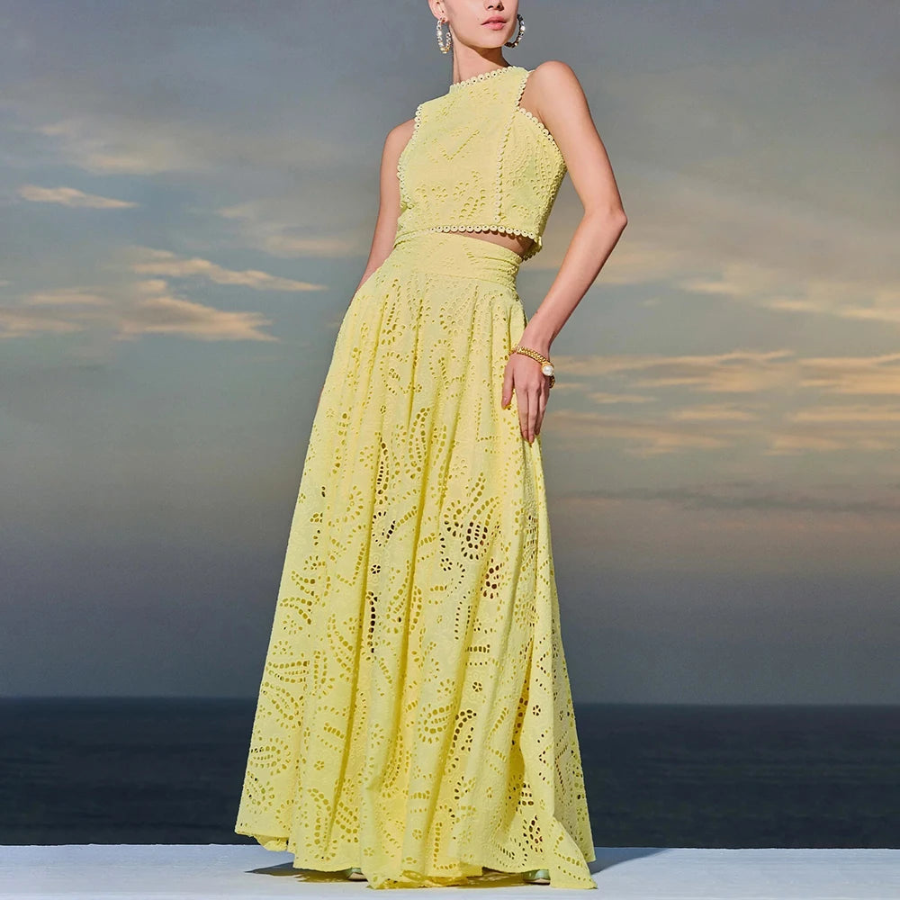 v neck lace maxi dress white Paisley Lace Sleeveless Maxi Dress - White main image 1