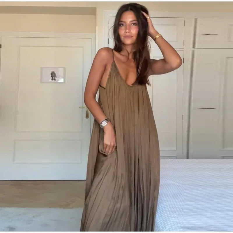 Pleated Sling Jumpsuits