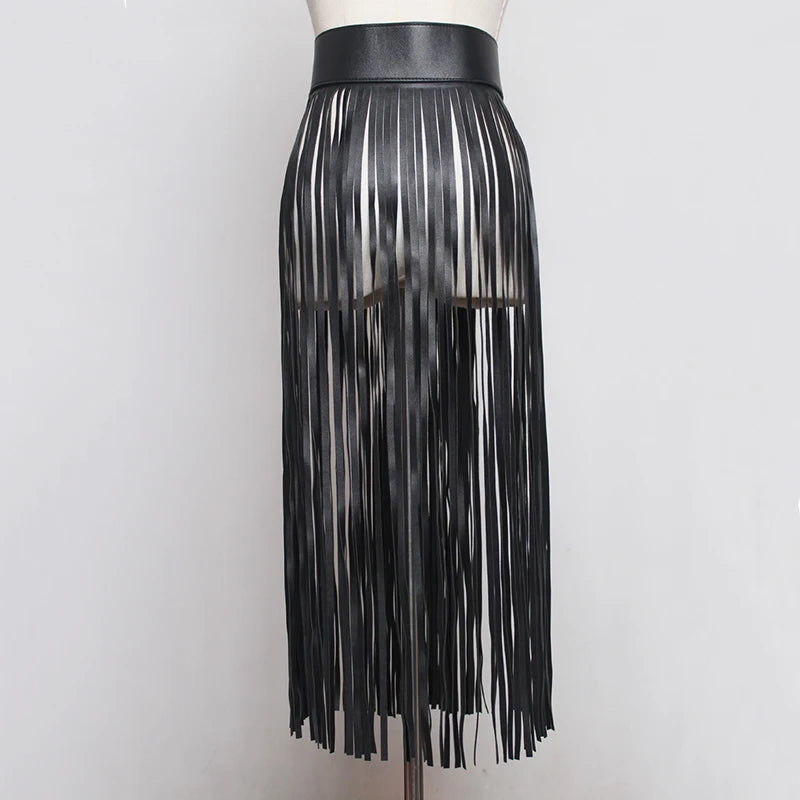 Carla Pu Leather Long Tassel Belt