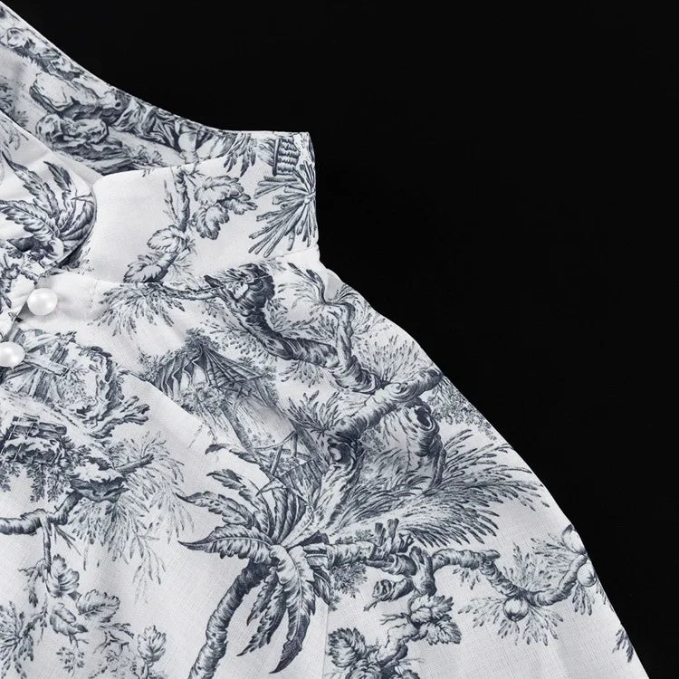 Marta Printed Mini Dress with Long Sleeve Slim Mini Dress