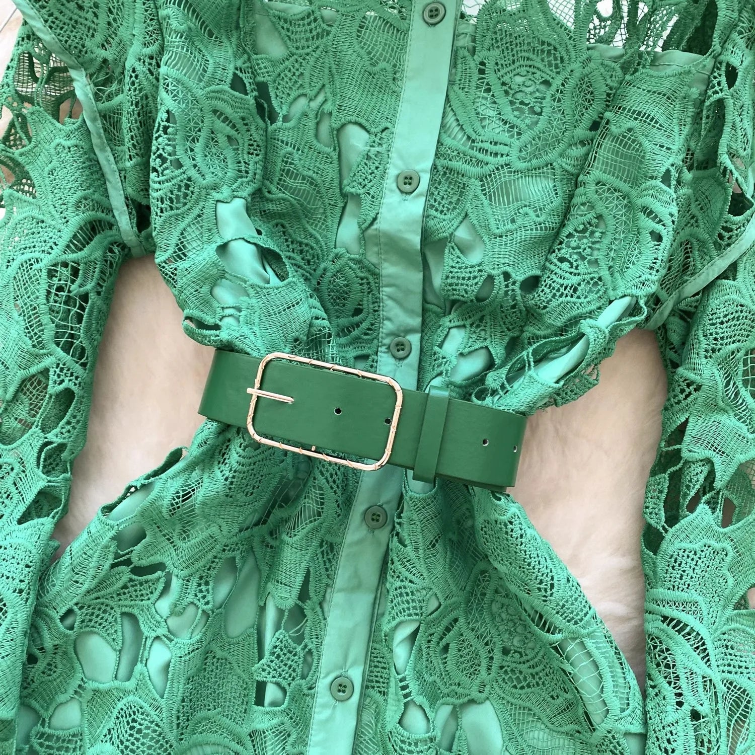 Caitline Flare Sleeve Stand Collar Maxi Dress