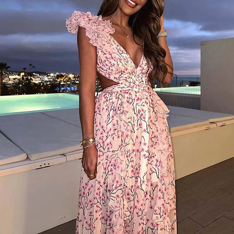 Barbara Ruffle Floral Printed Dress