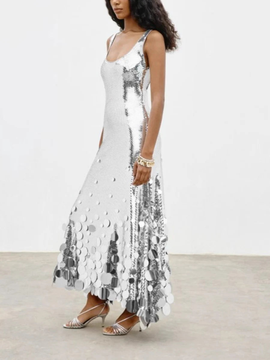 Calanthe Silver Sequins Dress