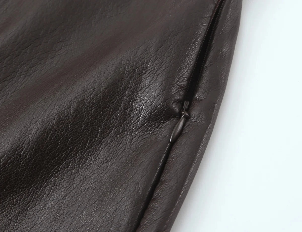 Leather Skirt Set with Belt