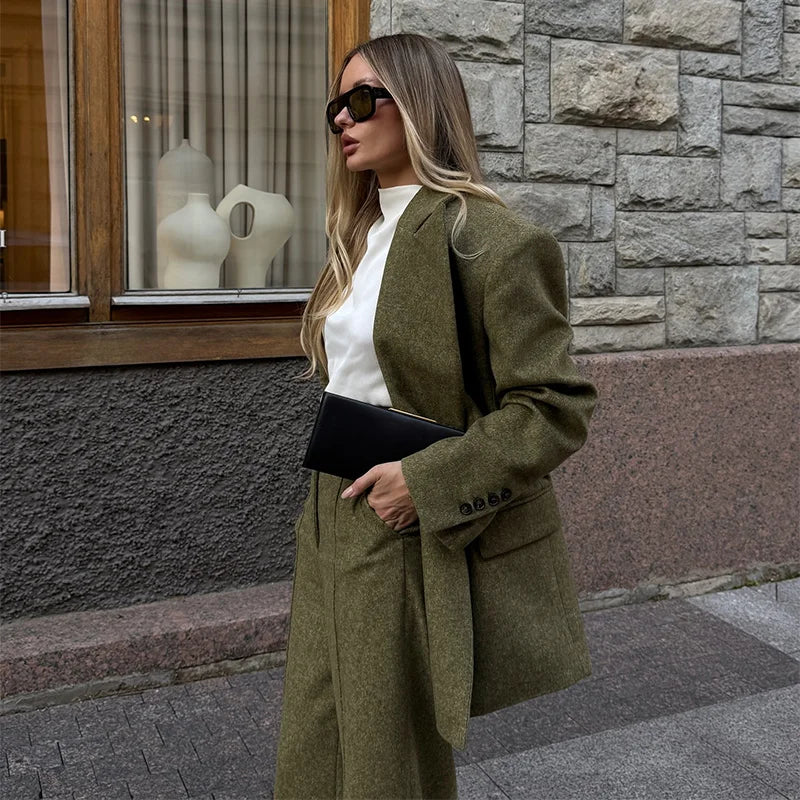 Woolen Blazer Pants Suit