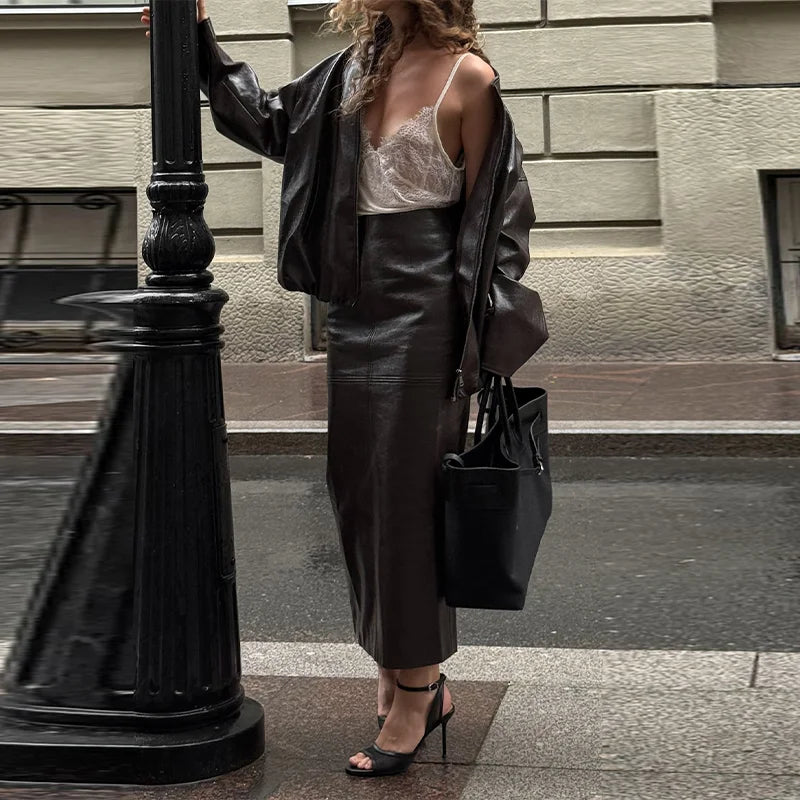 Leather Skirts Jackets Suit