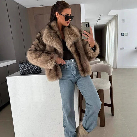 Gradient Faux Fur Coat