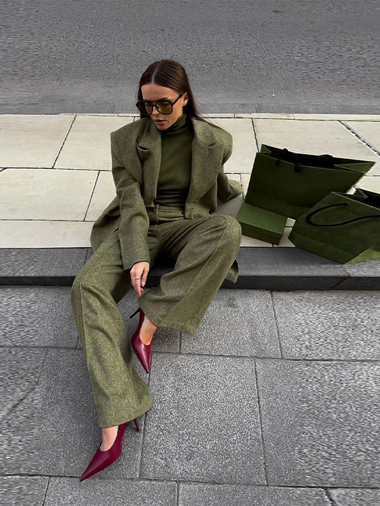 Woolen Blazer Pants Suit