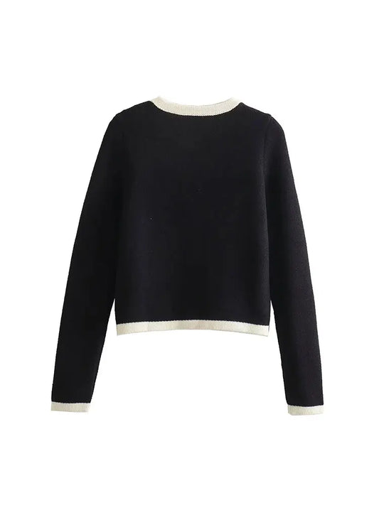 Contrast Cropped Cardigan