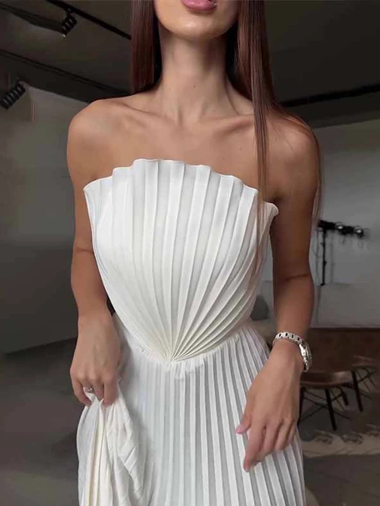 Mal Strapless Pleated Dress