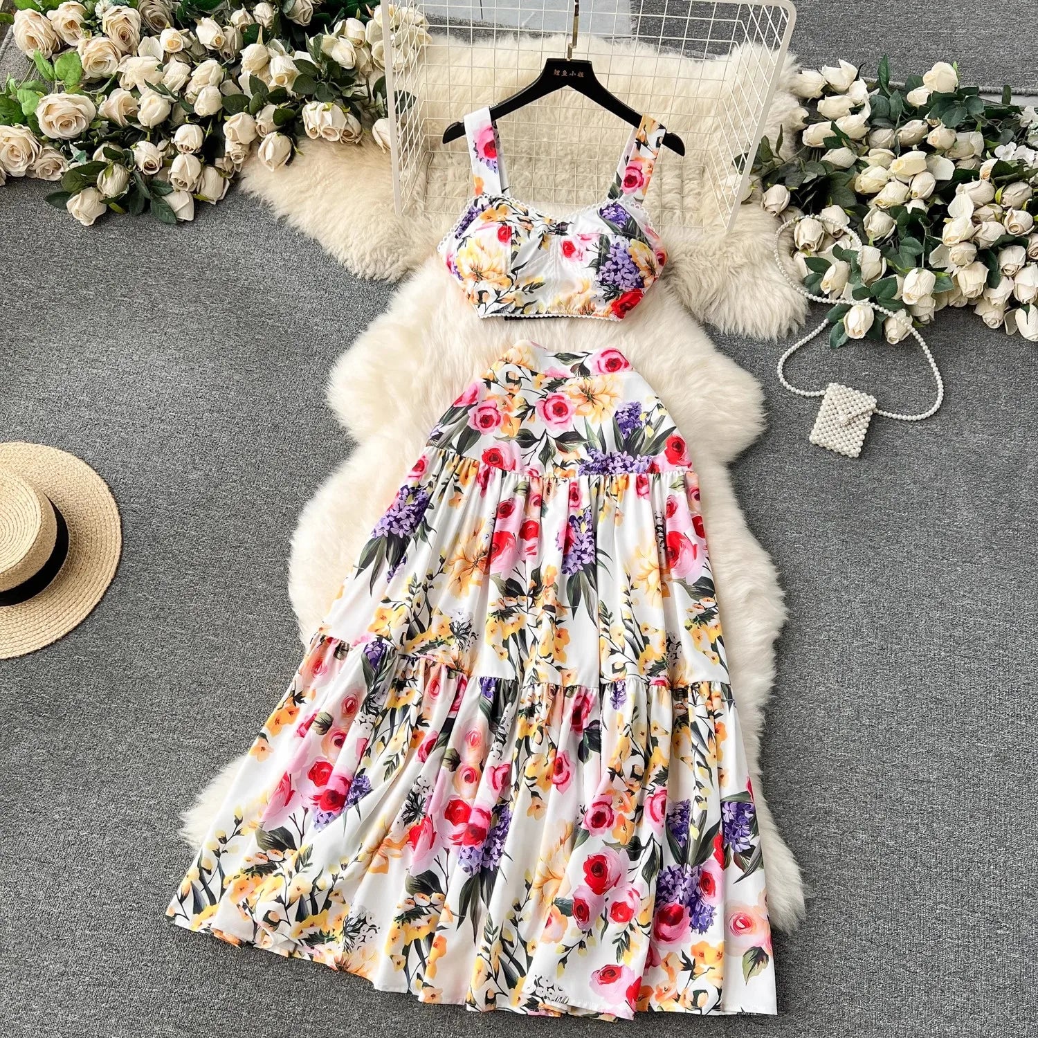 Summer Flower Skirt Set