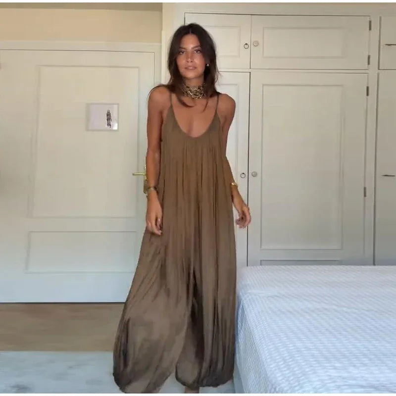 Pleated Sling Jumpsuits
