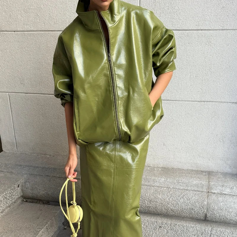 Leather Skirts Jackets Suit