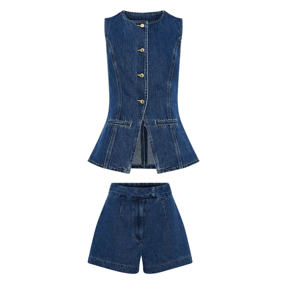 Summer Denim Two Piece Set