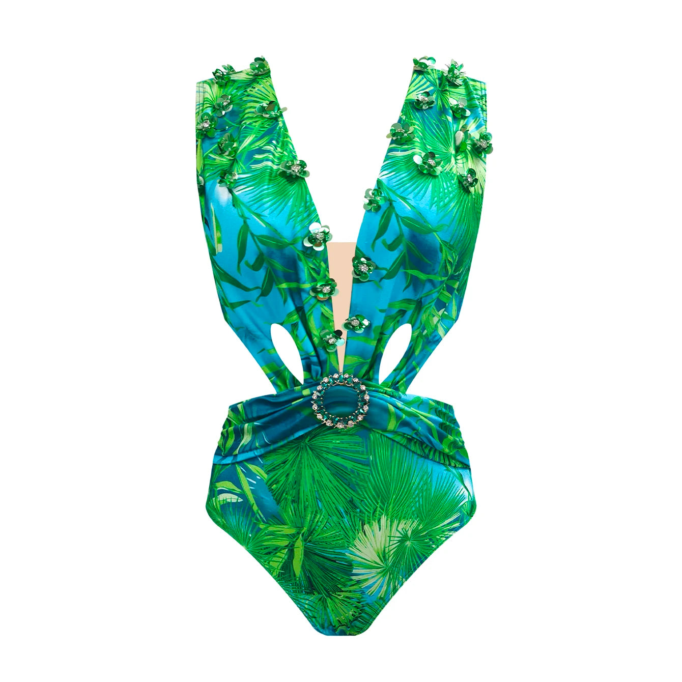 GREEN Swimsuit With Skirt