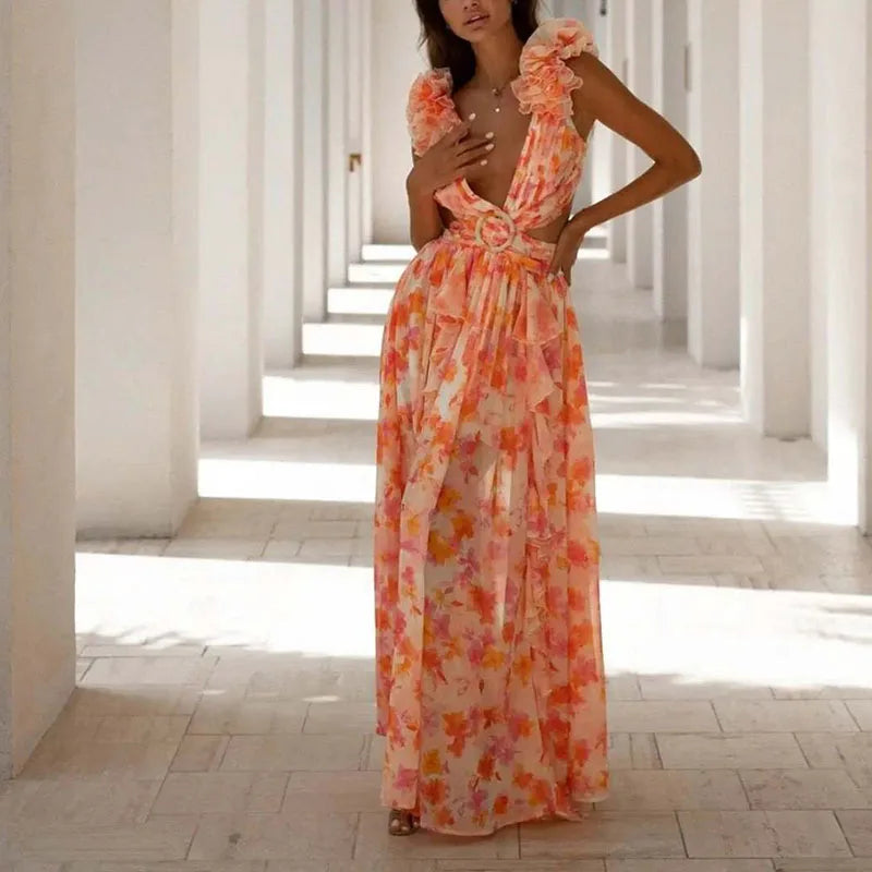Barbara Ruffle Floral Printed Dress