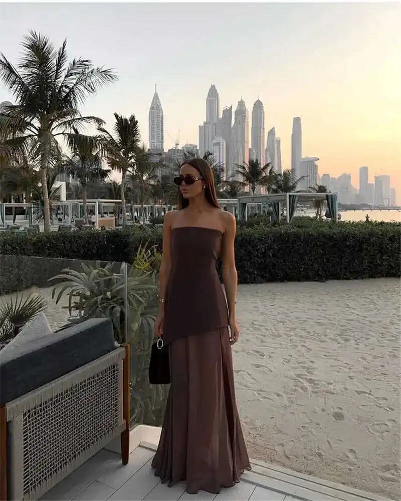 Miss Diva Backless Maxi Dress with Scarf