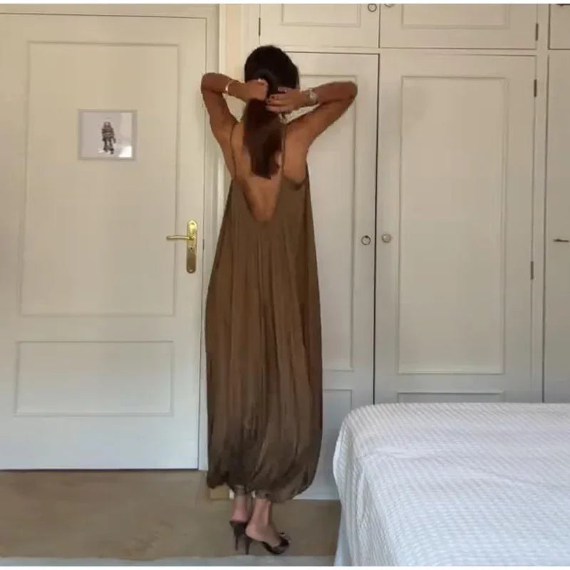 Pleated Sling Jumpsuits