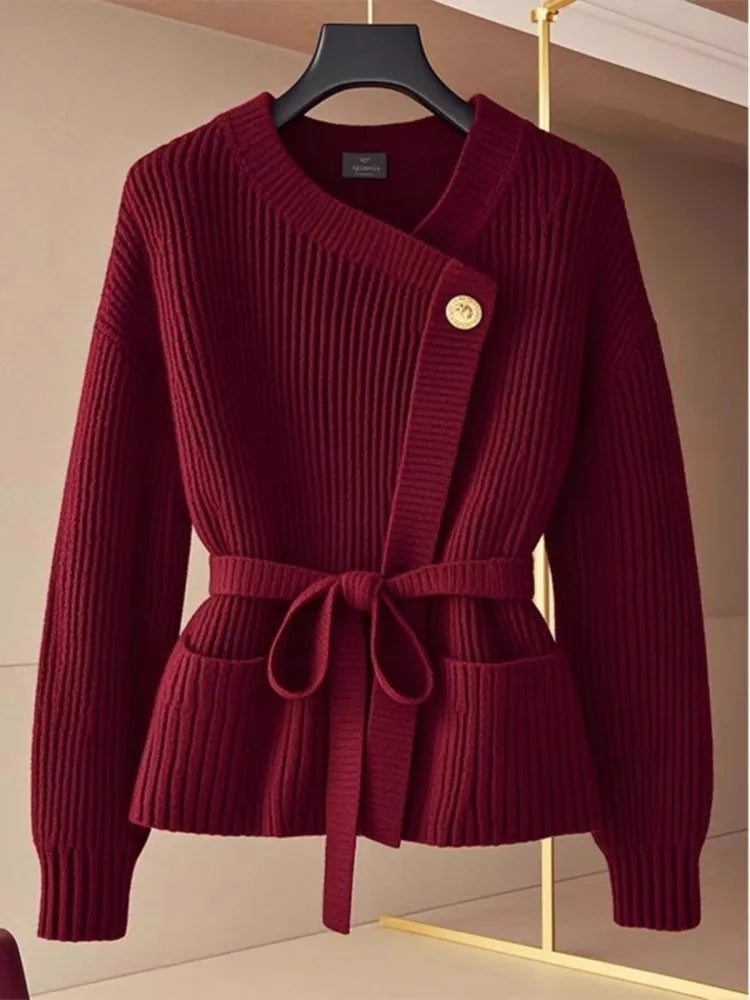 French Ankela Red Knitted Sweater