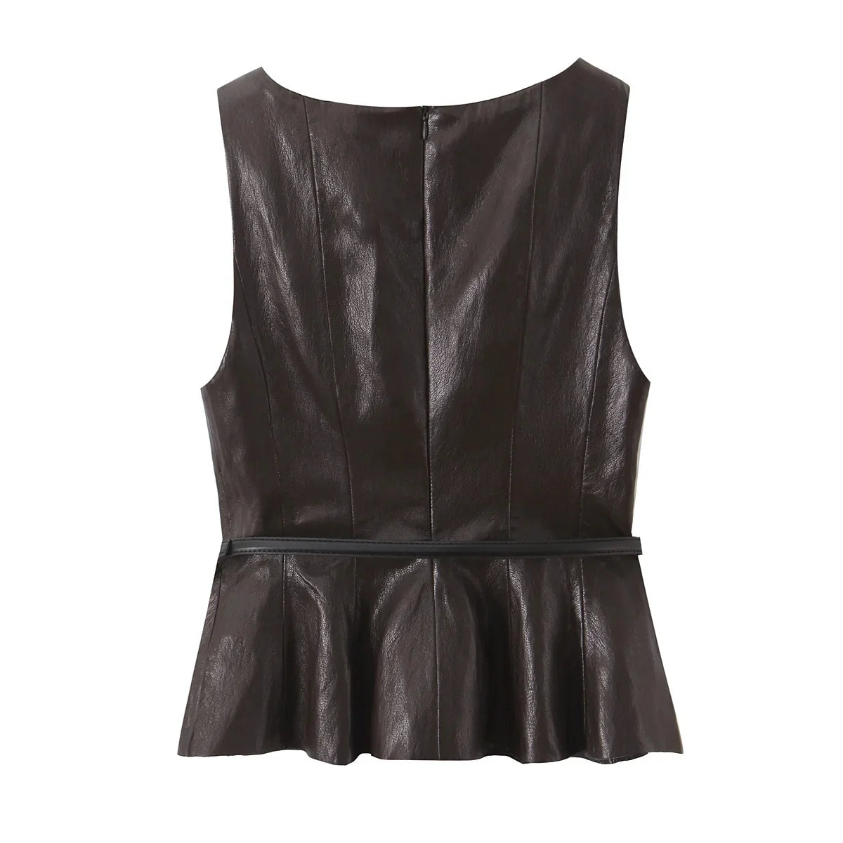 Leather Skirt Set with Belt