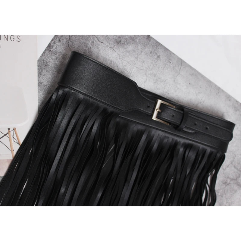Carla Pu Leather Long Tassel Belt