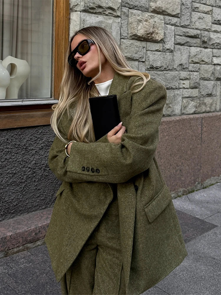 Woolen Blazer Pants Suit