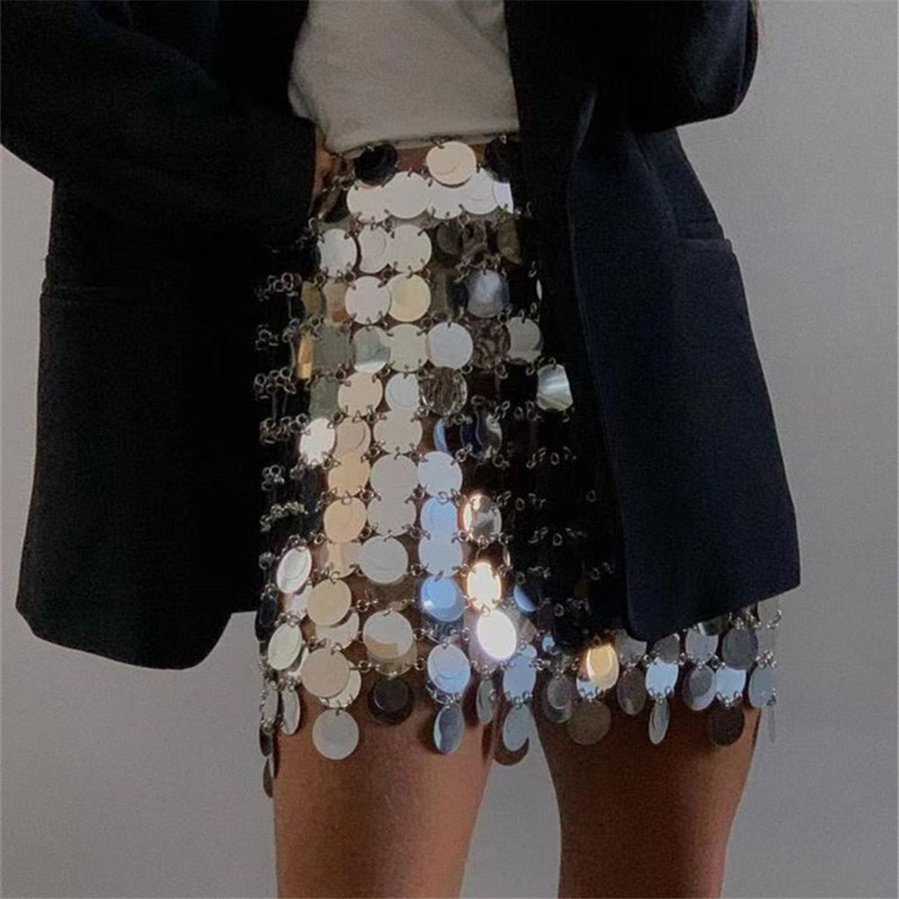 Shiny Sequins Mini Skirt