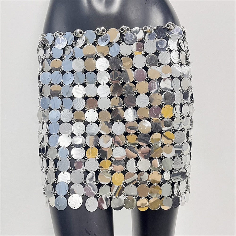 Shiny Sequins Mini Skirt