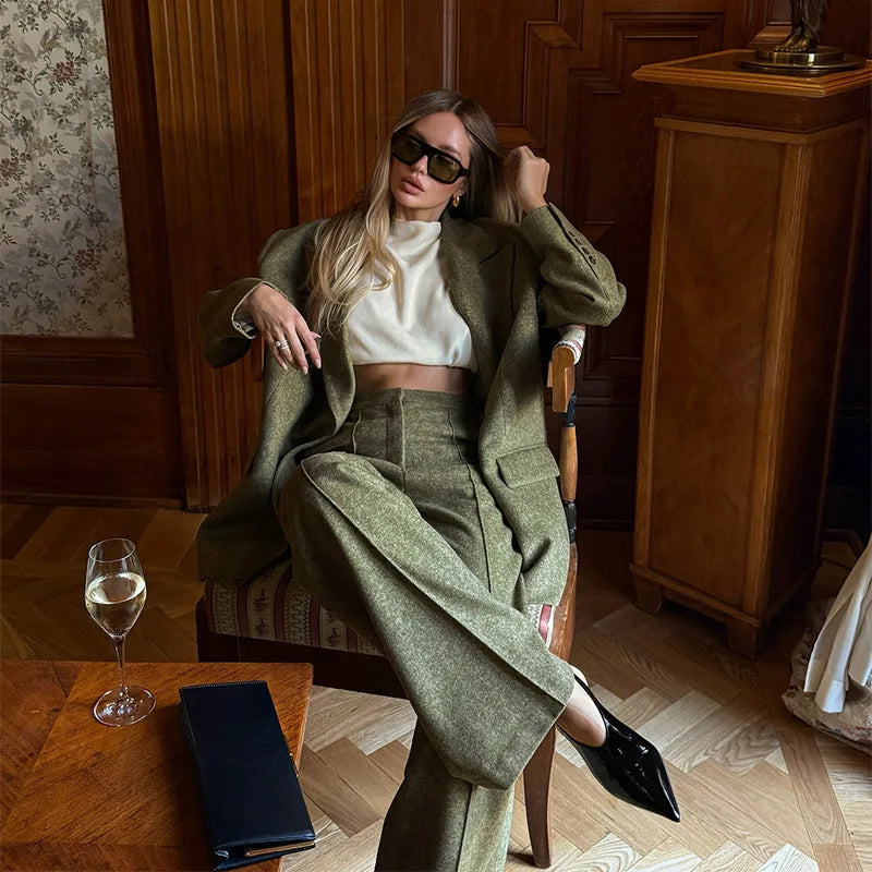 Woolen Blazer Pants Suit