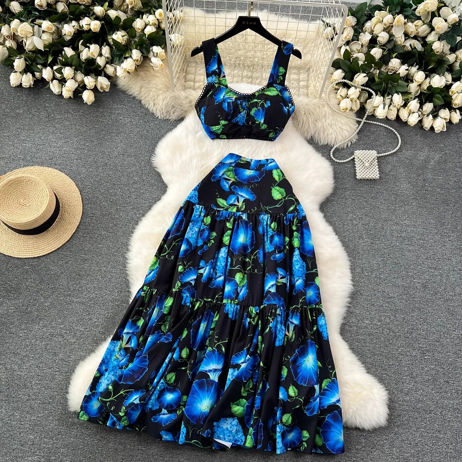 Summer Flower Skirt Set