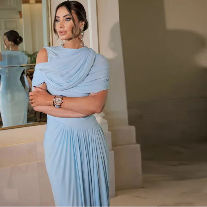 asymmetrical dress women Asymmetrical Maxi Dress Women baby blue / L