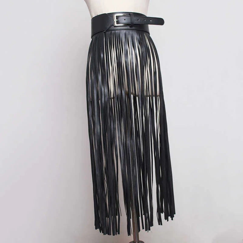 Carla Pu Leather Long Tassel Belt