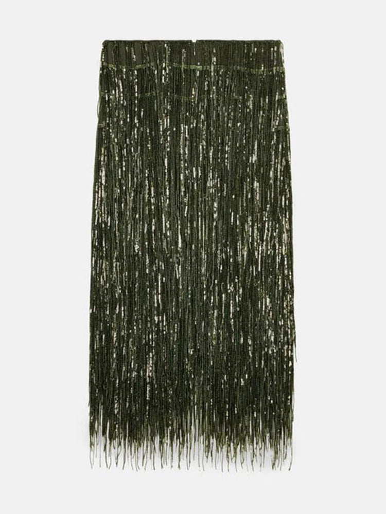 Green Tassels Skirt