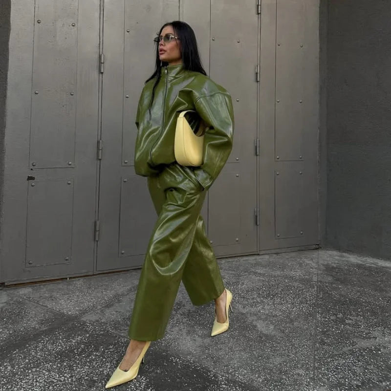 Leather Skirts Jackets Suit