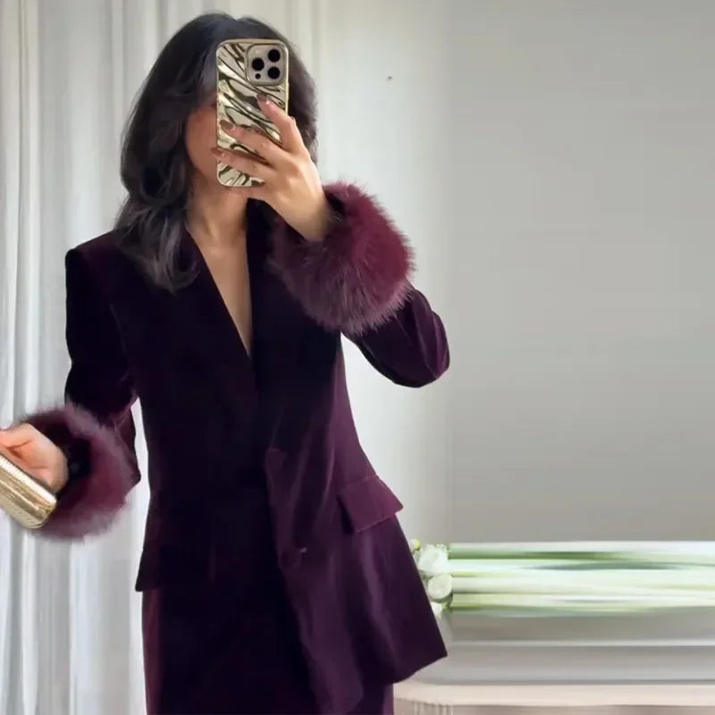 Velvet Blazer Pants Set