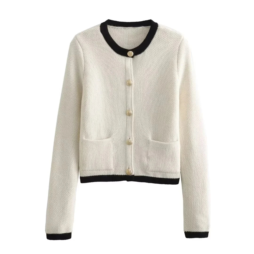 Contrast Cropped Cardigan