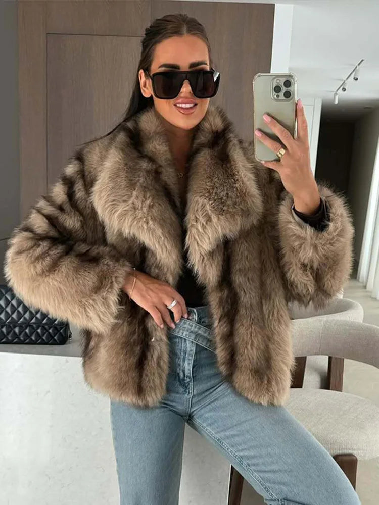 Gradient Faux Fur Coat