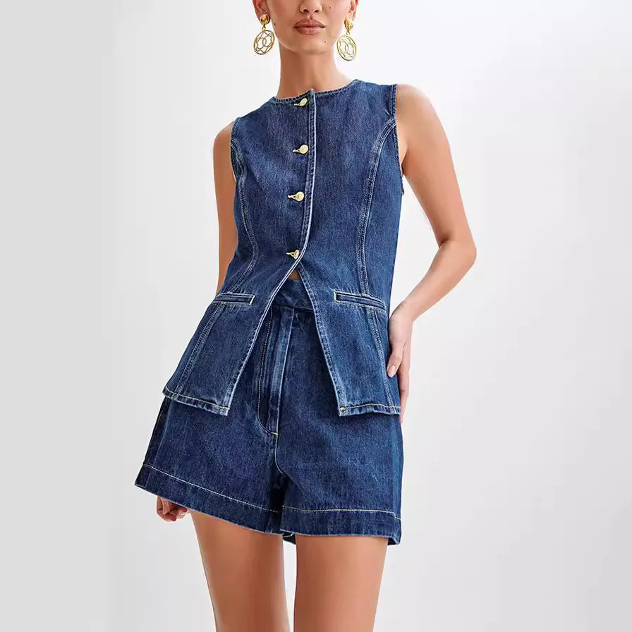 Summer Denim Two Piece Set