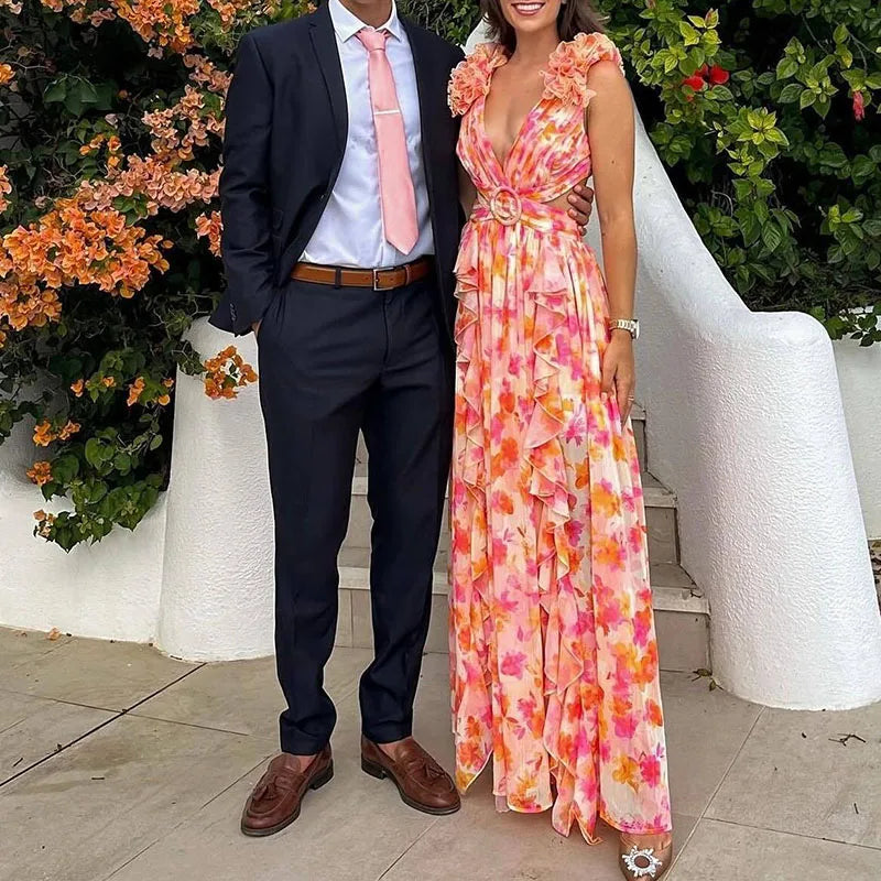 Barbara Ruffle Floral Printed Dress